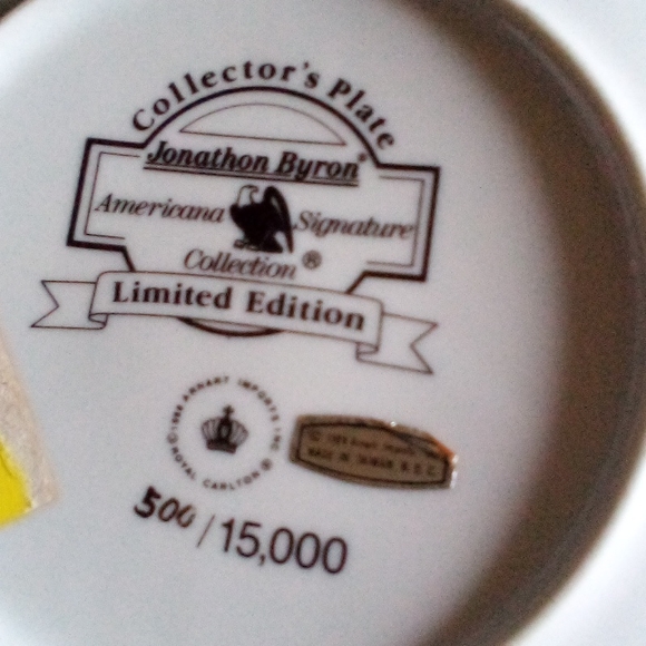 1988 Jonathan Byron Limited Edition Plate Americana Signature Collecti… - Picture 4 of 10